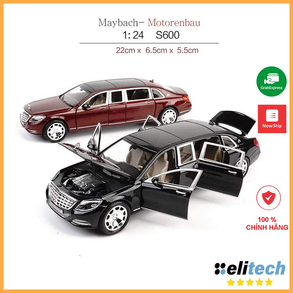 Xe mô hình Siêu xe Mercedes Maybach S600 tỉ lệ 1:24, mở 6 cửa, có đèn, chất liệu hợp kim