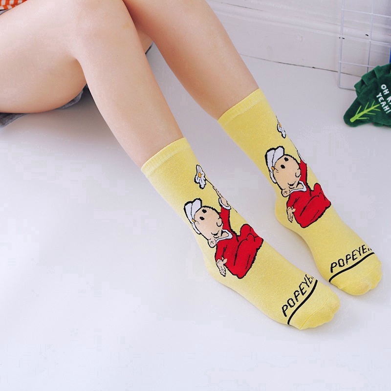 [Mã FASHIONCB194 giảm 10K đơn bất kỳ ] Vớ cotton họa tiết hoạt hình popeye cho nam và nữ