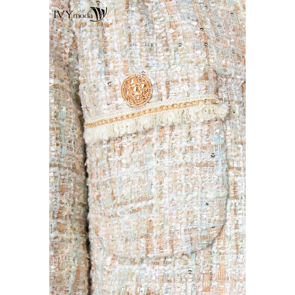  Áo vest Tweed nữ họa tiết kẻ IVY moda MS 70B9012 | BigBuy360 - bigbuy360.vn