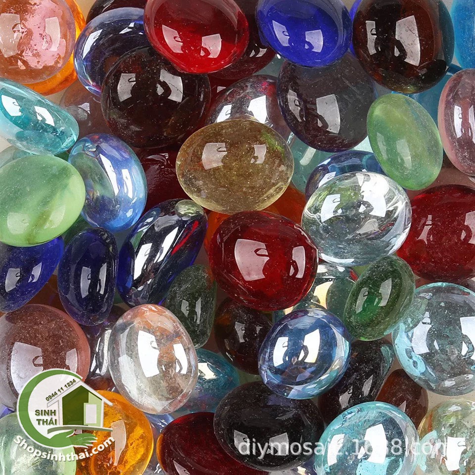 Sỏi thủy tinh, đá nhiều màu trang trí bể cá, sân vườn, tiểu cảnh, chậu cây - Giao màu ngẫu nhiên