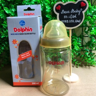 Bình sữa cổ rộng Dolphin Nano Silver 200ml