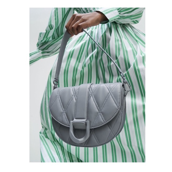 Túi Ví CNK GABINE XANH CHẦN Ô saddle bag đeo vai/ xách tay hàng hiệu cao cấp