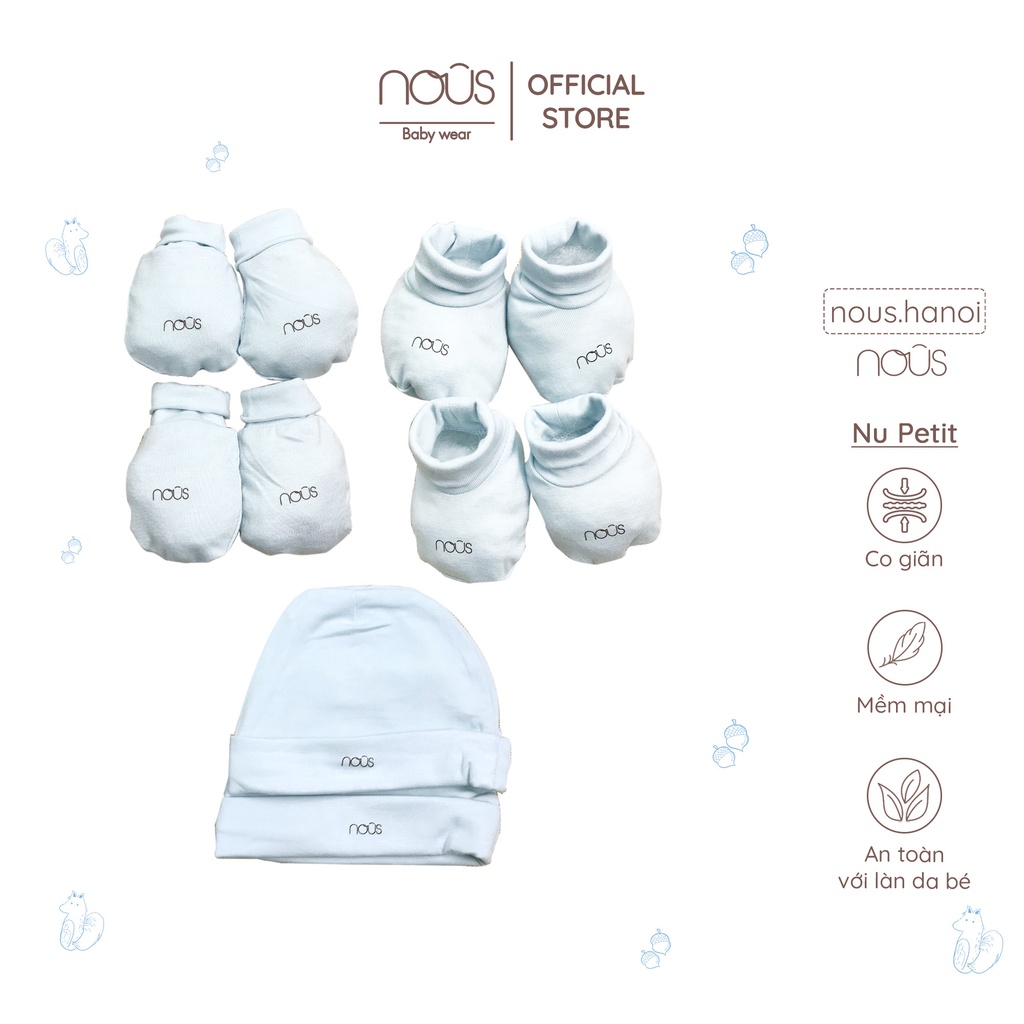 Phụ Kiện Cho Bé Sơ Sinh - Bao Tay Nous - Bao Chân Nous - Mũ Nous (Size Sơ sinh Newborn)