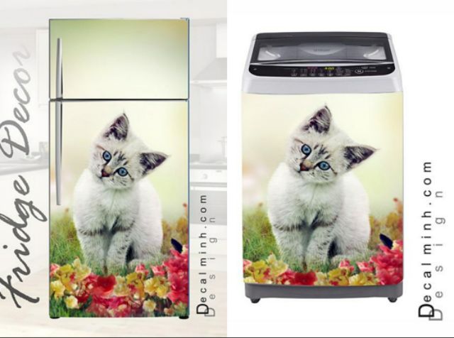 {LƯỚT XEM ẢNH} Combo Decal tem dán tủ lạnh + máy giặt cao cấp - 3D cao cấp