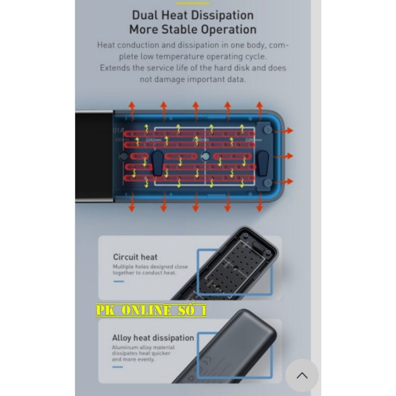 Hộp đựng ổ cứng SSD Baseus NVME M2 SATA Sang USB Loại C 3.1 Hộp đựng đĩa SSD 10Gbps M.2 NVME NGFF SATA M / B