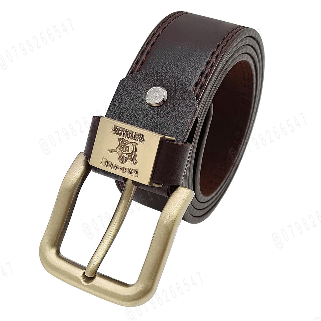 Thắt lưng cao cấp da PU DHM-202 | Đầu khóa kim màu đồng thời trang | Bảo hành 12 tháng