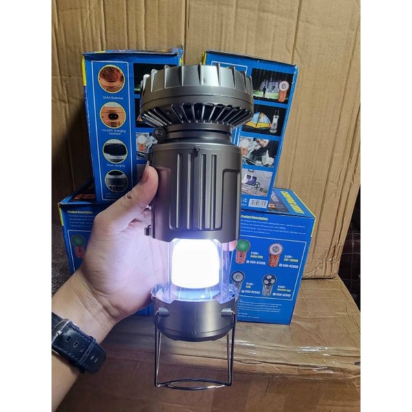 Đèn năng lượng mặt Trời 3 Trong 1 đa năng  ,Tích hợp Đèn + Quạt + sạc điện thoại