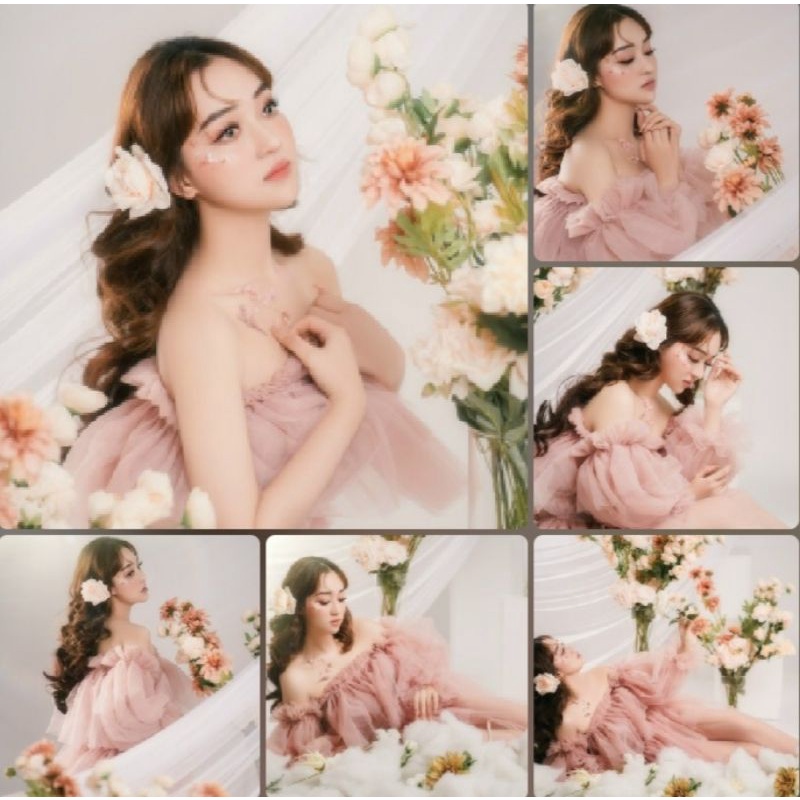 váy chụp hình concept  tay phồng