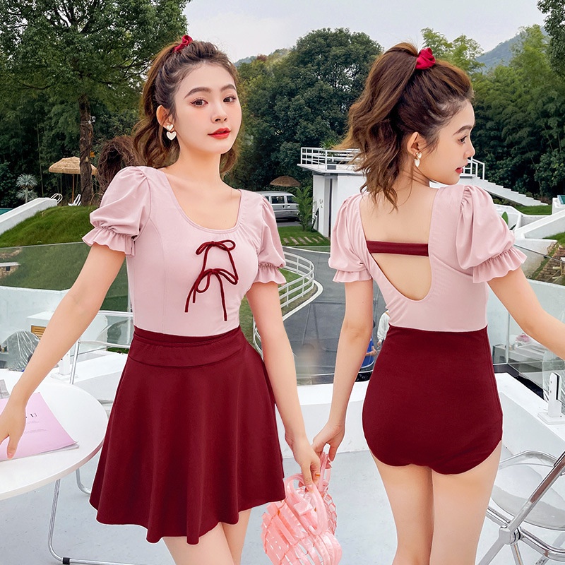 đẹp váy đồ bơi hàn quốc 1 mảnh cho nữ liền thân set học sinh đồ tắm biển nữ đồ đi biển nữ một mảnh sexy hoa kín đáo hở lưng Bộ Đồ Bơi Một Mảnh Ôm Dáng Che Bụng Phong Cách Thời Trang Xuân Đông Mới Dành Cho Nữ
