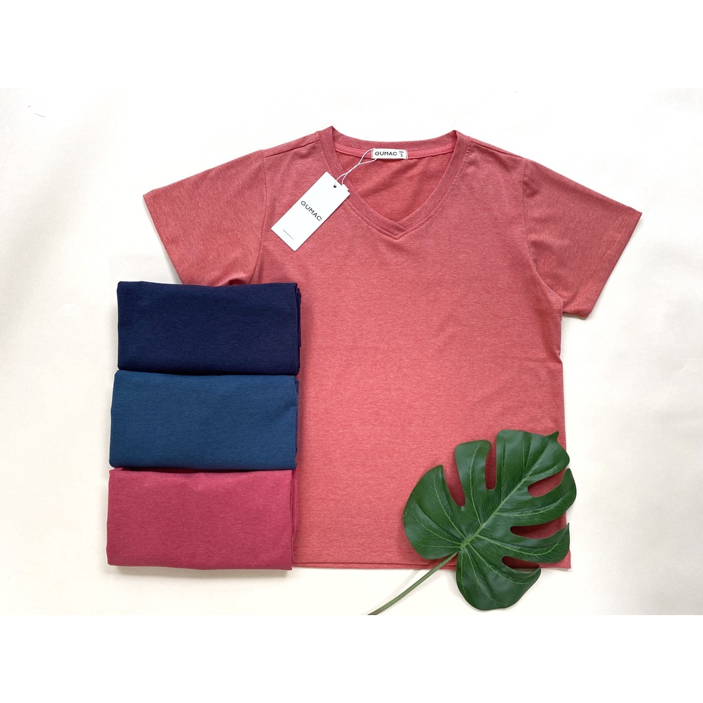 [Mã WABRGM11 giảm 10% đơn 250K] Áo thun nữ cổ tim cơ bản GUMAC nhiều màu, form cơ bản ATB808 | BigBuy360 - bigbuy360.vn