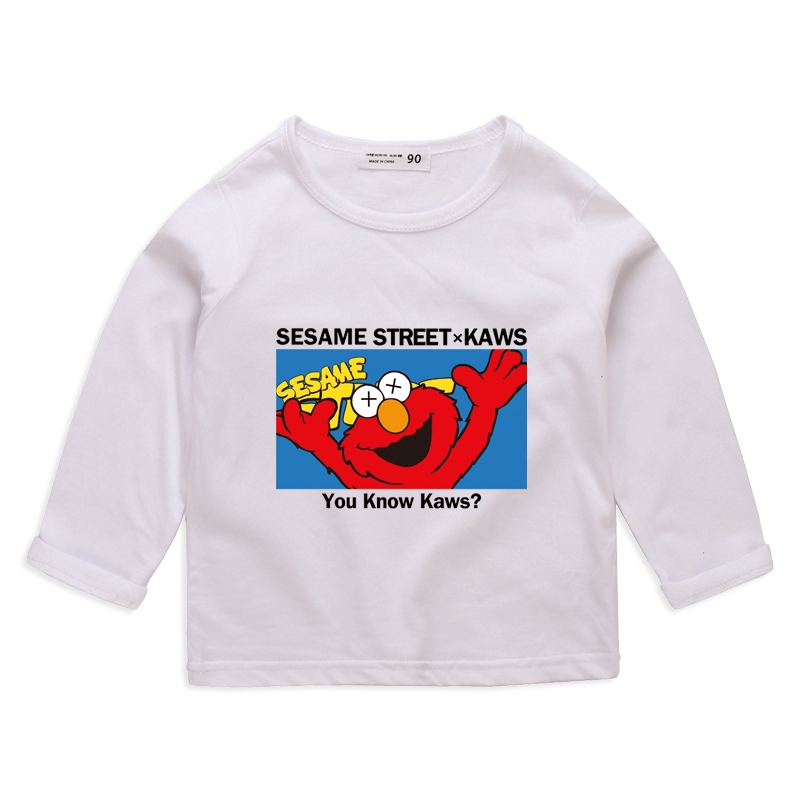 Áo Thun Cotton Tay Dài In Hoạt Hình Sesame Street 1 9 Màu Lựa Chọn