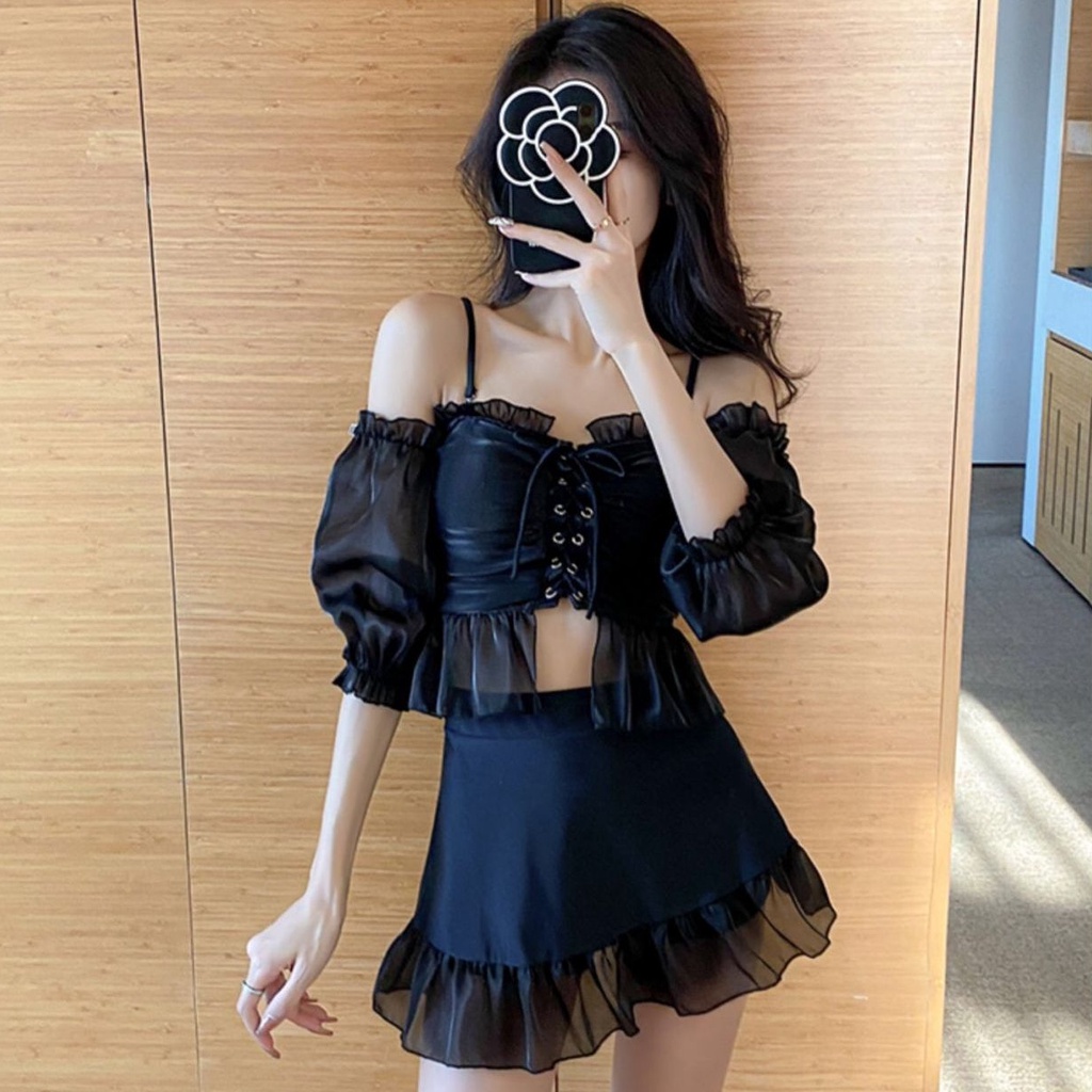 Bộ Đồ Bơi Ba Mảnh Dáng Ôm Thiết Kế Mới Thời Trang Cho Nữ