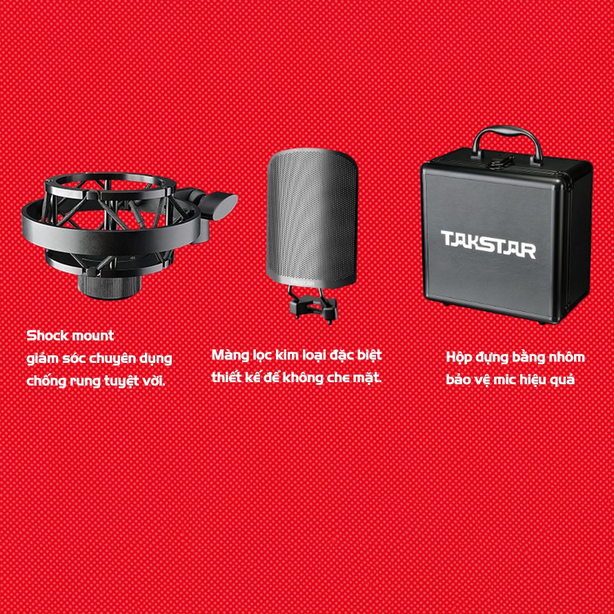 Mic Thu Âm Livestream Hát Karaoke Chuyên Nghiệp Takstar TAK55 Độ Nhạy Cao, Lọc Tạp Âm, Chính Hãng Cao Cấp Bảo Hành 1 Năm
