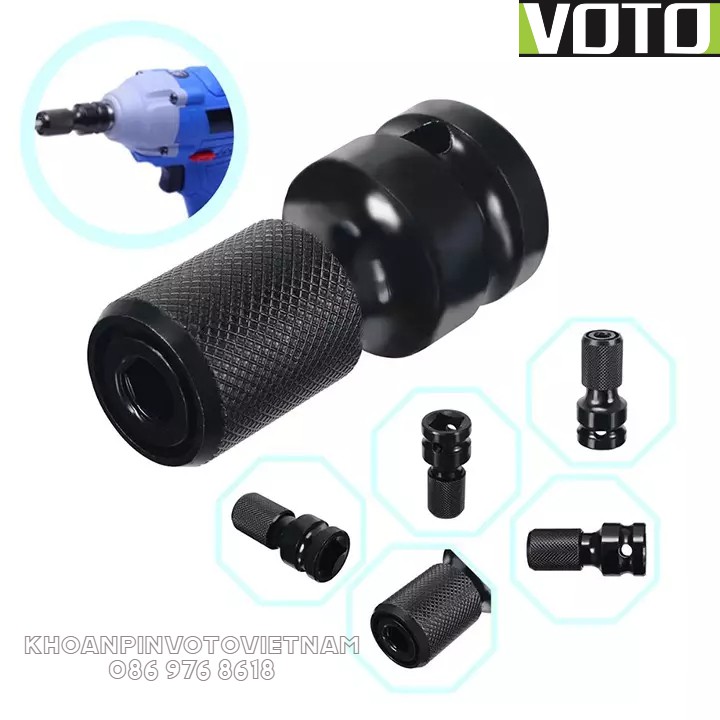 Đầu chuyển đổi bulong sang bắt vít lục giác 6.35mm Voto (đầu chốt khóa)