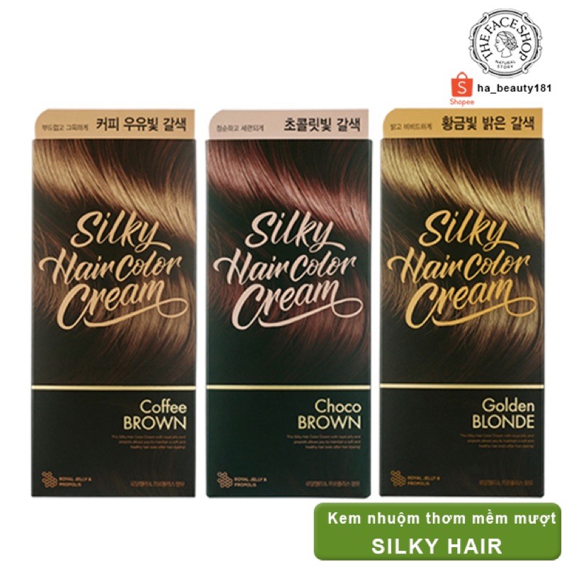 (AUTH_Korea)Kem nhuộm Tóc Nâu Silky Hair The Face Shop