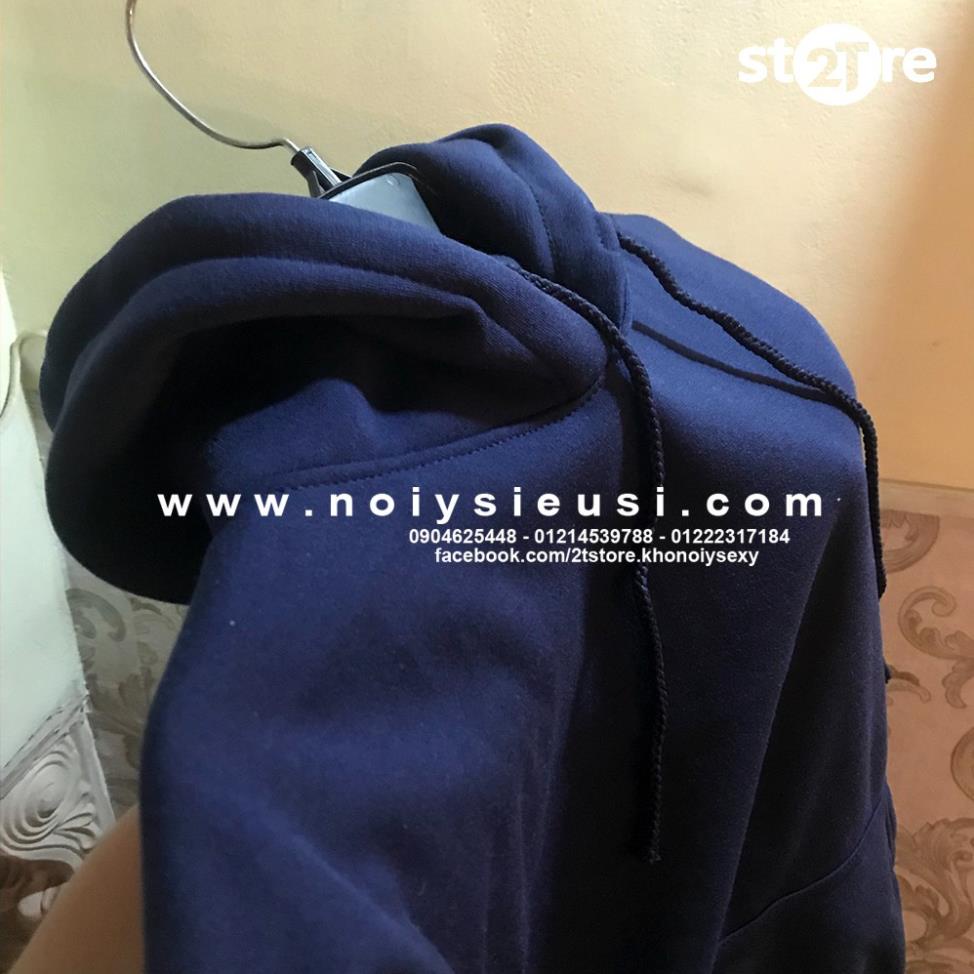 Áo hoodie unisex 2T Store H02 màu xanh dương đen - Áo khoác nỉ bông chui đầu nón 2 lớp dày dặn chất lượng đẹp 🌺