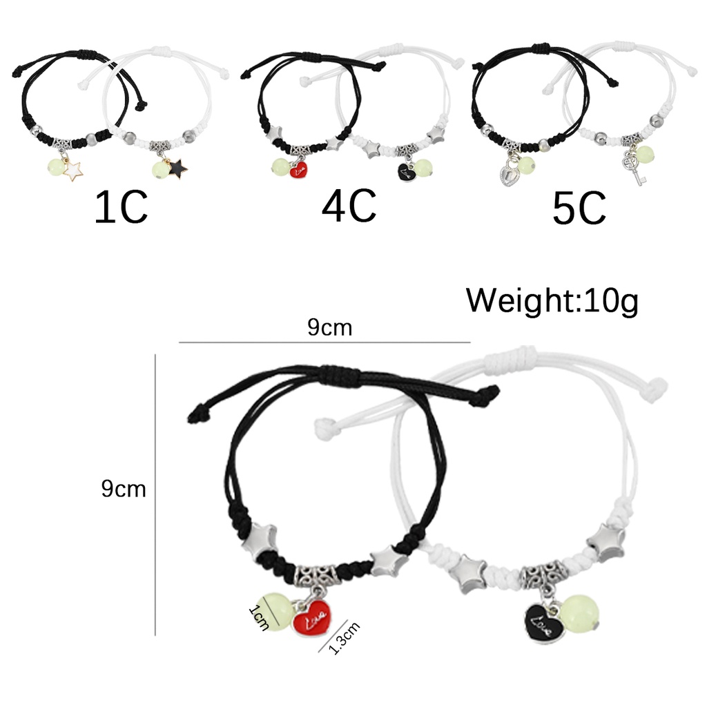 Set 1/2 vòng tay nam châm dạ quang cho cặp đôi JP5