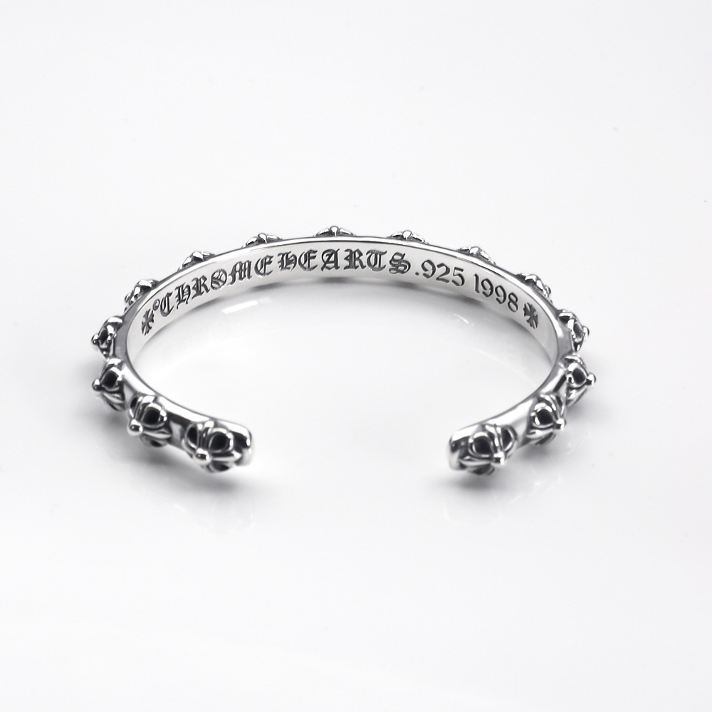 Vòng, cuff kiềng tay Chrome Heart Big Flower bạc fullbox.
