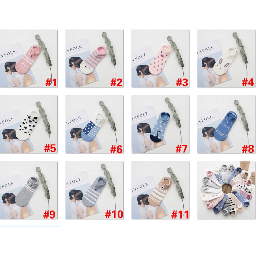 Tất ngắn cotton họa tiết hoạt hình 3D dễ thương