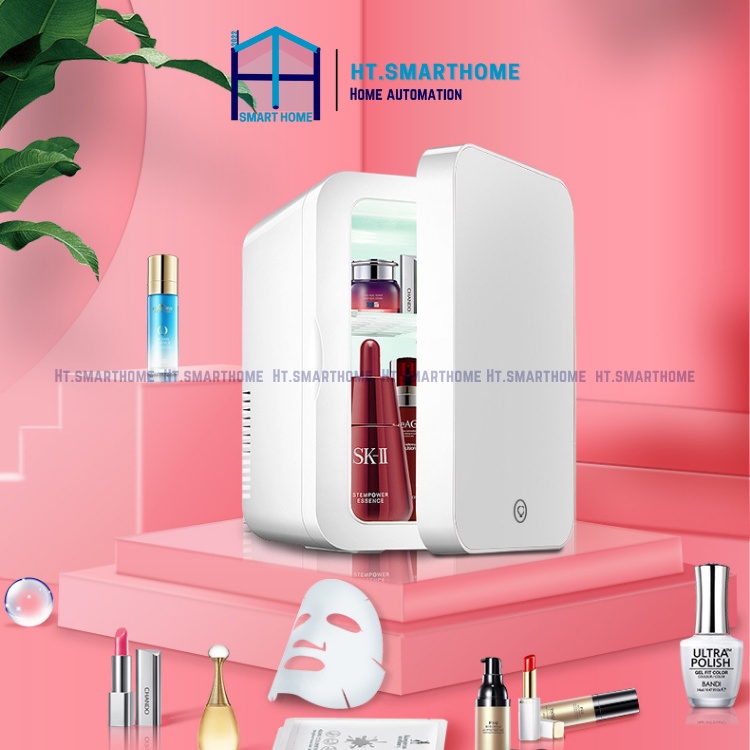 Tủ lạnh 8L tích hợp gương và đèn LED, hiển thị nhiệt độ SAST - Tủ lạnh mini cao cấp mỹ phẩm