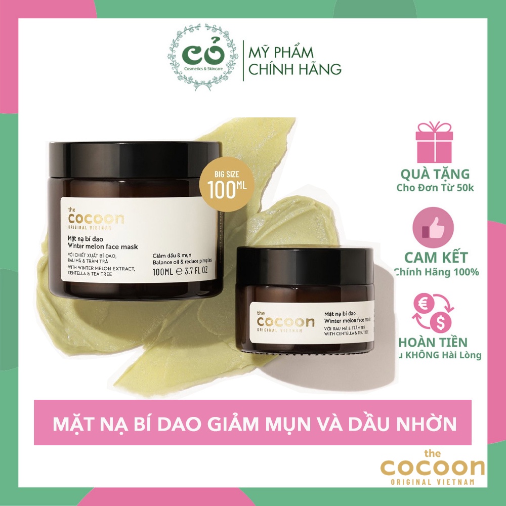 Mặt Nạ Bí Đao Giảm Dầu, Mụn Cocoon 30ml và 100ml