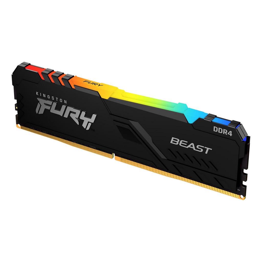 Bộ nhớ Ram DDR4 8G/3200 Kingston Fury Beast RGB Black Chính hãng - BH 36T