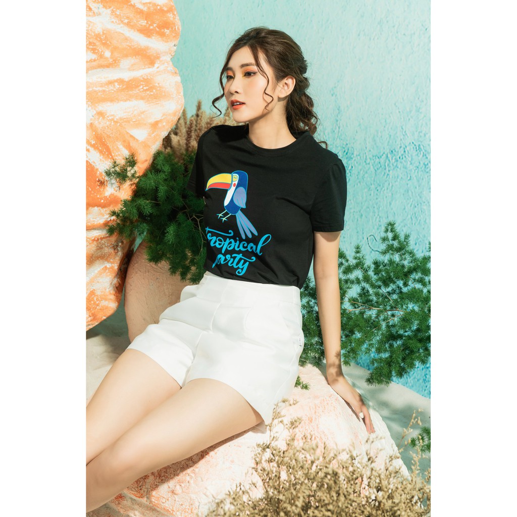 Áo thun nữ thấm hút mồ hôi in hình vẹt Parrot LEIKA