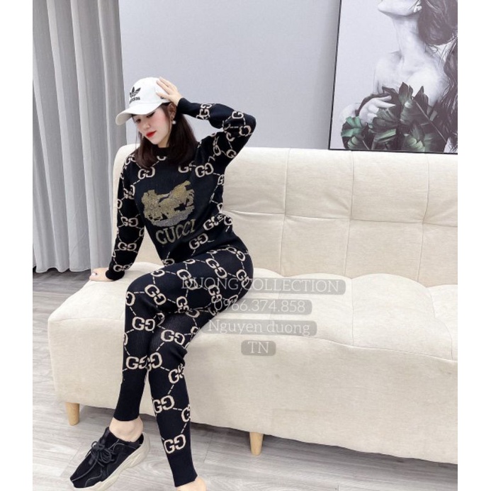 Bộ len Gu xi đính đá cbo nữ