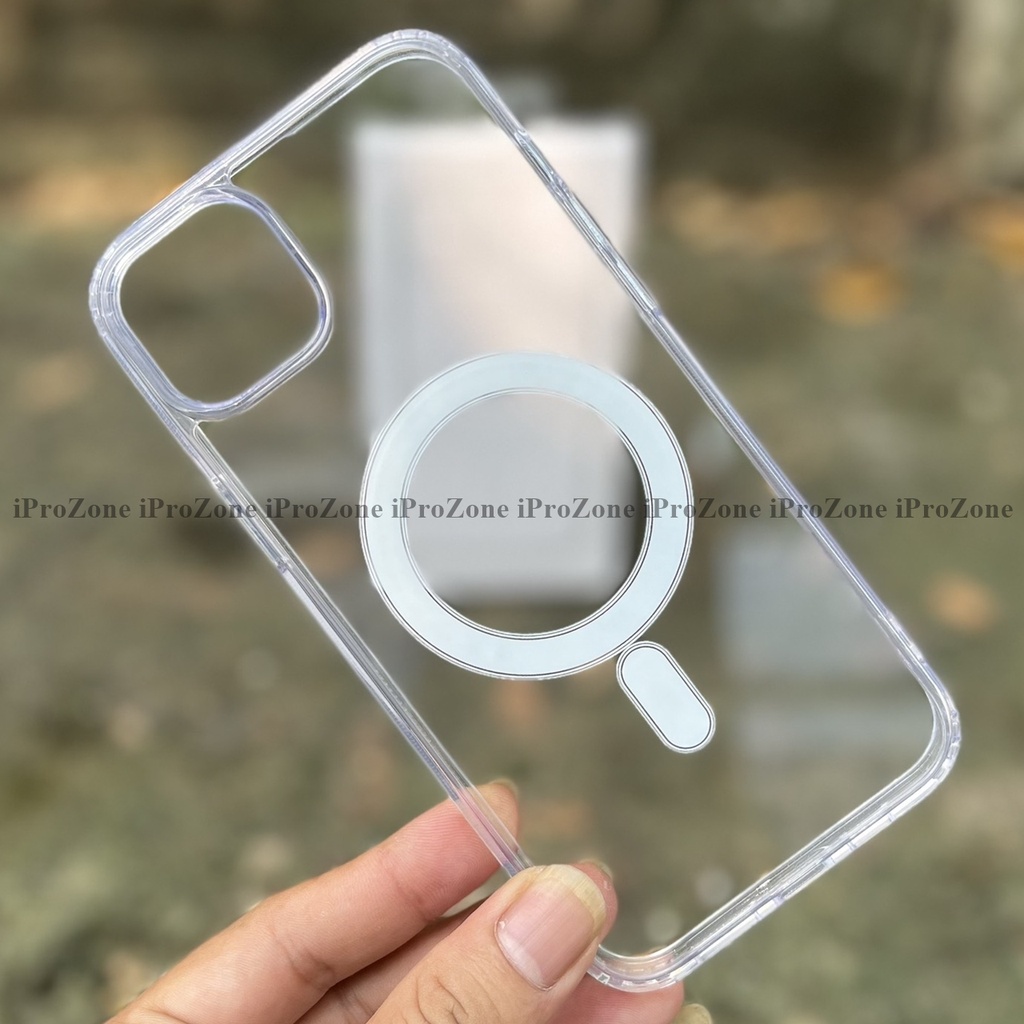 Ốp trong hỗ trợ sạc không dây hút nam châm cho Smart Phone 14 Pro Max , 12 ,13 Pro Max , lưng cứng viền dẻo chống ố vàng