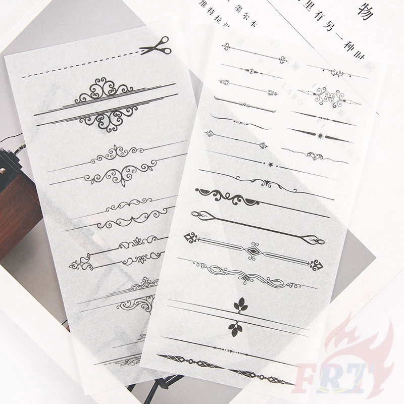 &gt; Ready Stock &lt; ❉ Decoration Line Giấy và decal dán tường ❉6Sheet/Set DIY Diary Scrapbooking Decals Stickers
