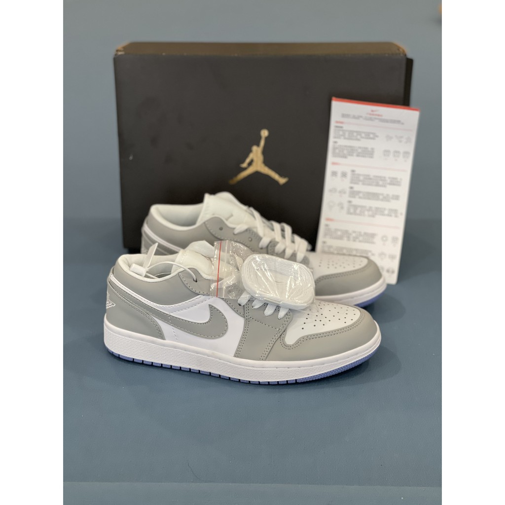 Giày Sneaker Nam Nữ Jordan 1 Low Wolf Grey (W) Xám Fullbox, Giày thể thao nữ nam hot trend 2021