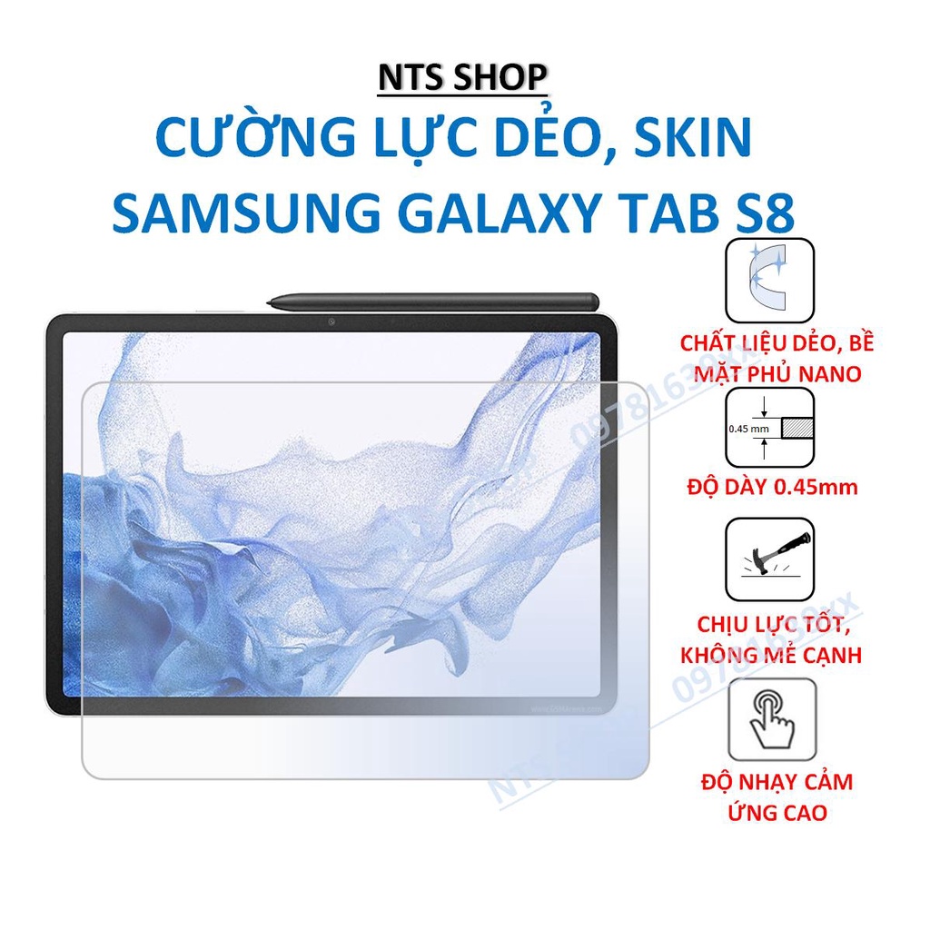 Dán cường lực dẻo bảo vệ màn hình Samsung Galaxy Tab S8