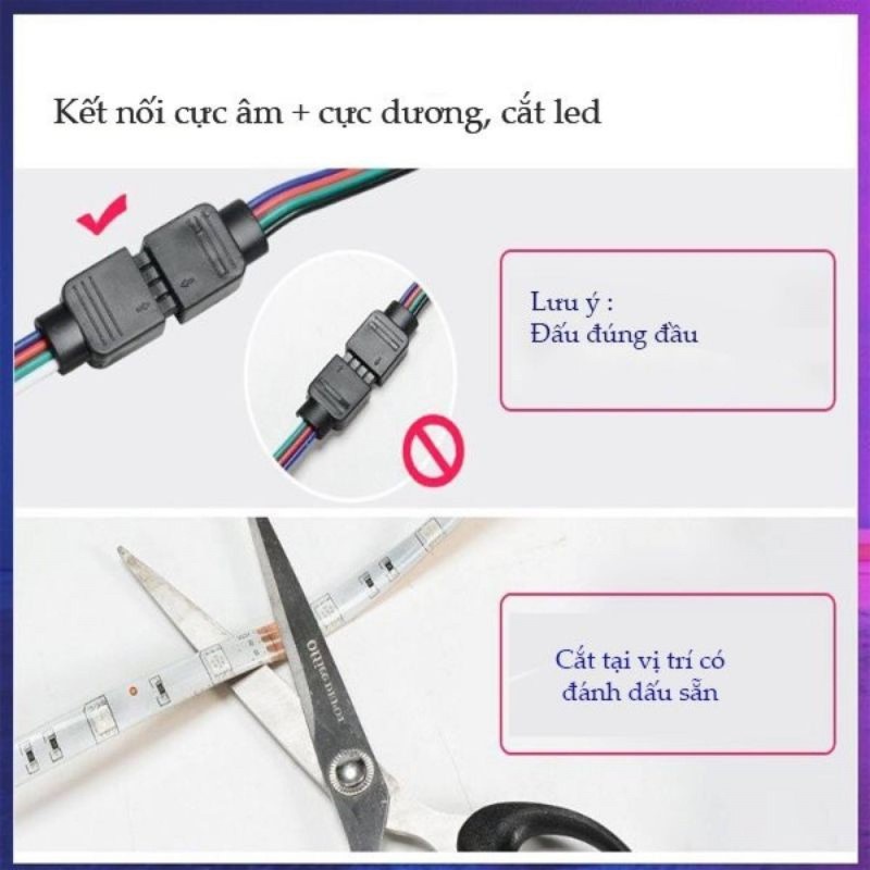 Đèn led tiktok - Đèn led trang trí phòng ngủ, nhà cửa RGB dài 5m kèm Remote + Adapter 12V + Sạc