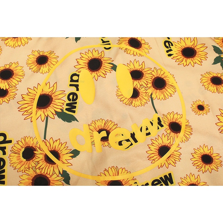 Áo Sơ Mi Ngắn Tay In Hình Hoa Hướng Dương Mặt Cười Plus Size Cho Nam Nữ