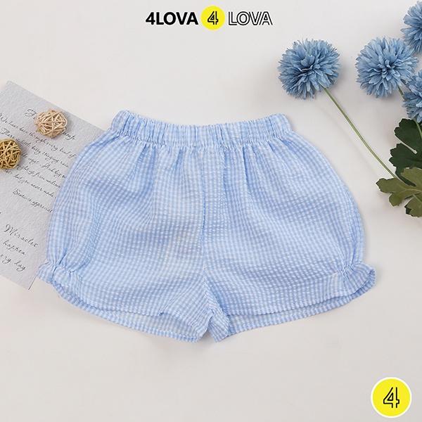 Quần short đùi bé gái 4LOVA mặc nhà đi chơi dáng lửng xinh xắn thô cotton thoáng mát