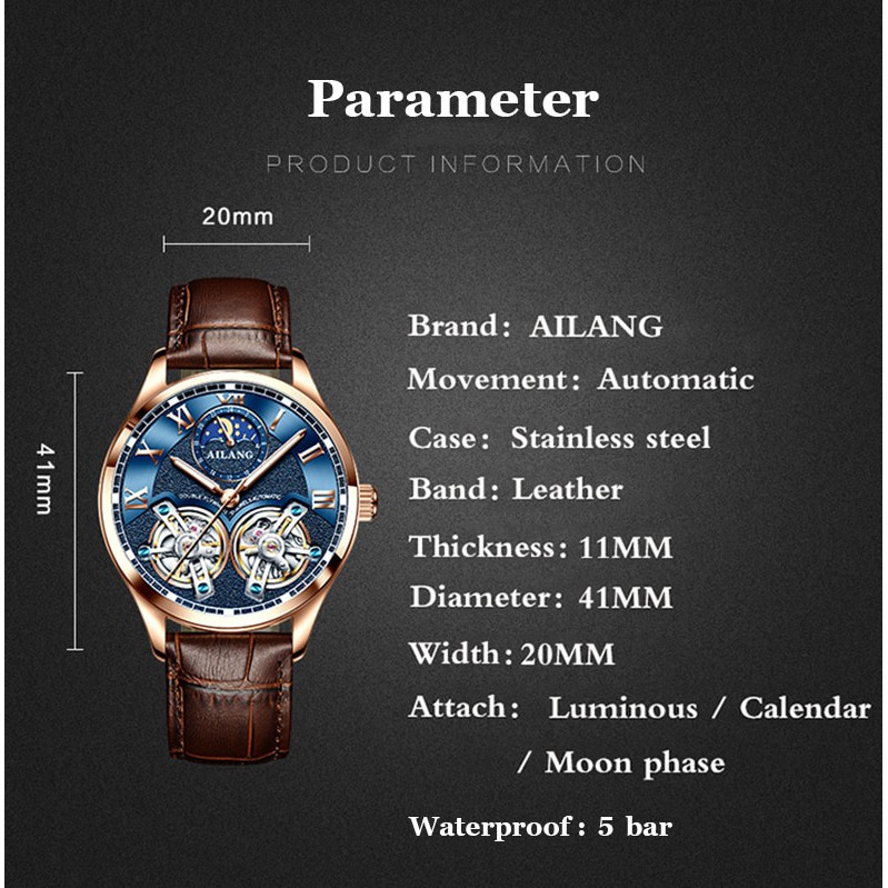 Đồng Hồ Cơ Nam Cao Cấp AILANG Máy Cơ Automatic