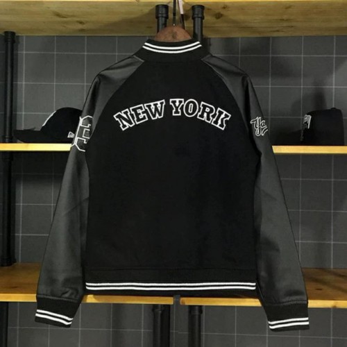 Áo khoác bomber , Bomber tay da ,03 new york Nam Nữ Ni Phối Tay Da ( hoạ tiết thêu nổi xịn ) - SHOP Q&amp;V