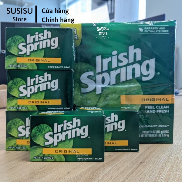 Xà bông cục Irish Spring Deodorant Soap Original / Xà bông tắm thơm Spring Mỹ