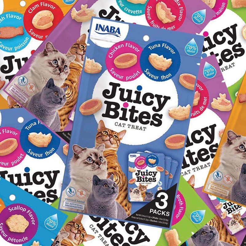 Snack bánh thưởng Inaba Juicy Bites dạng mềm cho mèo nhiều vị hấp dẫn - Gói 33,9g
