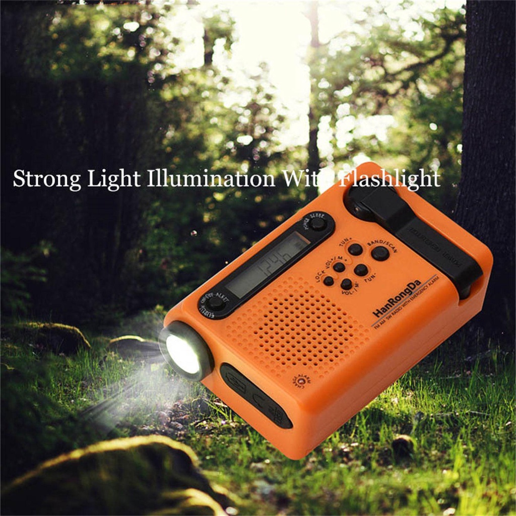 Đài Phát Thanh Quay Tay Có Đèn LED Và Cổng Sạc USB Tiện Dụng