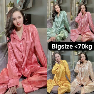 [ Bigsize < 75kg] Bộ ngủ Gấm tay dài sang trọng