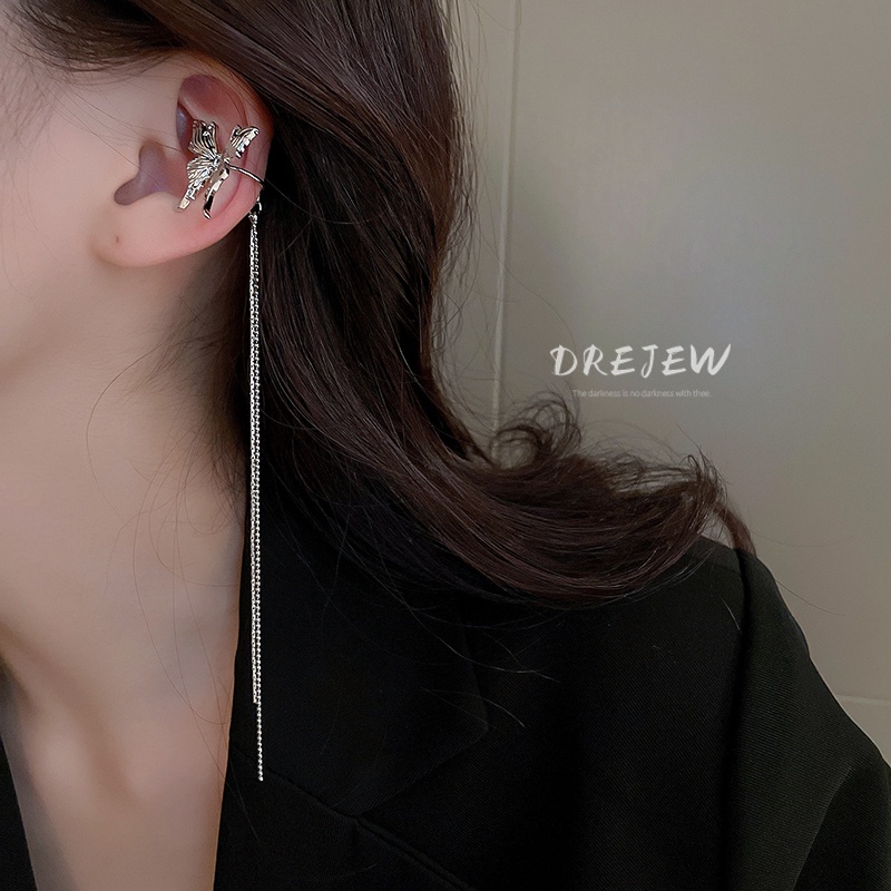 Bông tai kim loại DREJEW 3 dạng kẹp hình bướm không cần xỏ lỗ độc đáo phong cách Hàn Quốc