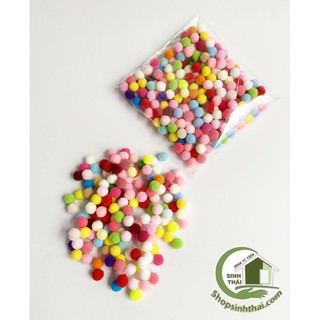 Bịch cục bông len tròn nhỏ nhiều màu - bông tròn nhí 1cm - bịch 12cm x 13cm