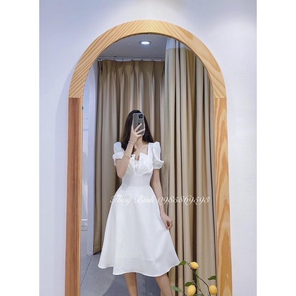 Váy bánh bèo pha trắng đỏ