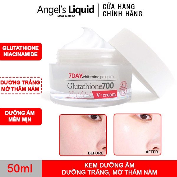 Kem Dưỡng Trắng, Dưỡng Ẩm, Mờ Thâm Da Angel Liquid 7 Day Whitening Program Glutathione 700 V-Cream 50ml