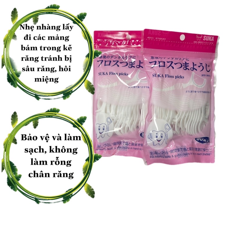 [Bảo Vệ Răng Miệng]Tăm chỉ nha khoa 2 đầu sát trùng 80c làm sạch các mảng bám,giúp răng luôn trắng khoẻ,hơi thở thơm mát