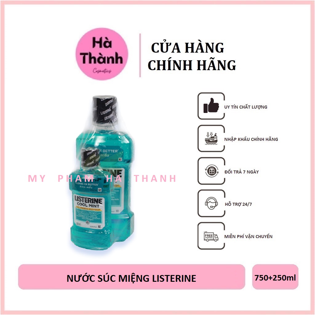 Nước Súc Miệng LISTERINE COOL MINT 750ml Thái Lan Hơi Thở Thơm Mát Răng Chắc Khỏe 3 Loại Dung Tích - HT136