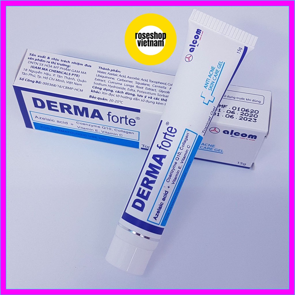 ✅[CHÍNH HÃNG] Derma Forte Gel 15g - Giảm Mụn Trứng Cá, Ngừa Thâm, Mờ Sẹo, Dưỡng Da. Roseshop VietNam