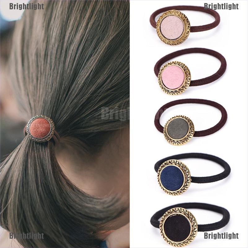 Dây Buộc Tóc Đính Nút Phong Cách Vintage
