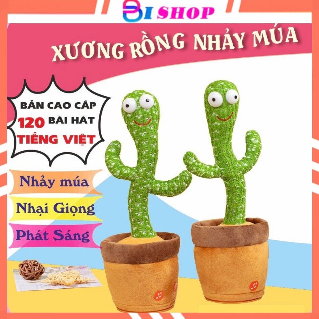 [HÀNG CHUẨN L1-TIẾNG VIỆT-CÓ ĐÈN NHÁY] Cây Xương Rồng Nhảy Múa 120 Bài Hát Biết Nói Nhại Giọng